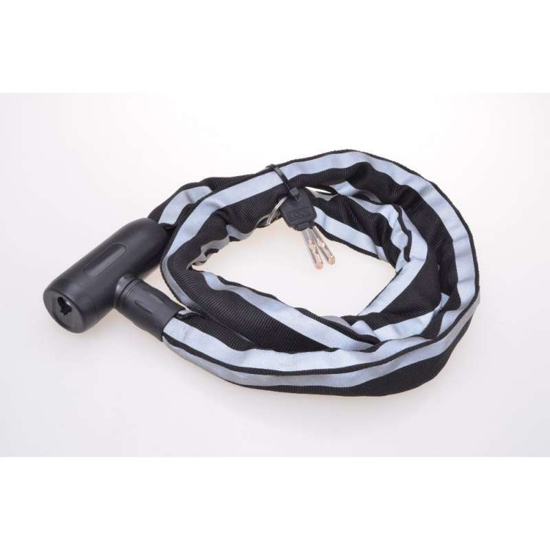 Cadena antirrobo textil reflectante negro/plata - Candado de bicicleta a precios de mayorista