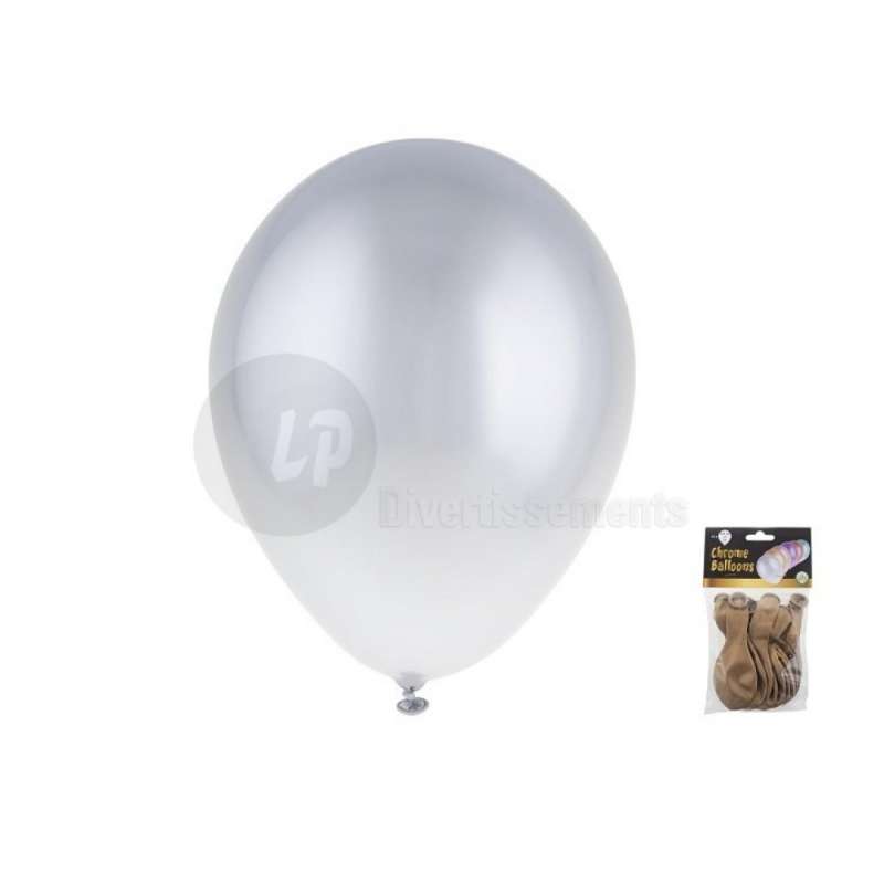 lot de 12 ballons latex chromé ARGENT 29x40cm - ballon de baudruche à prix de gros