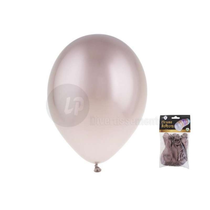 lot de 12 ballons latex chromé OR ROSE 29x40cm - ballon de baudruche à prix grossiste