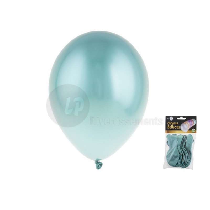 Confezione da 12 palloncini in lattice turchese cromato - pallone di gomma a prezzi all'ingrosso