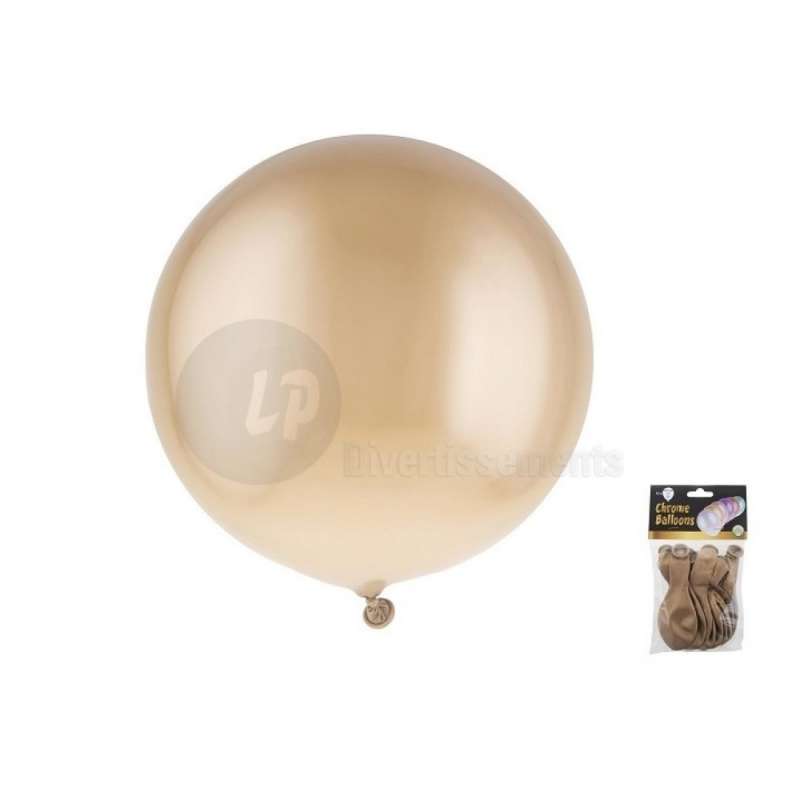 Set aus 12 Ballons RUND Latex Chrom GOLD - Luftballon zu Großhandelspreisen