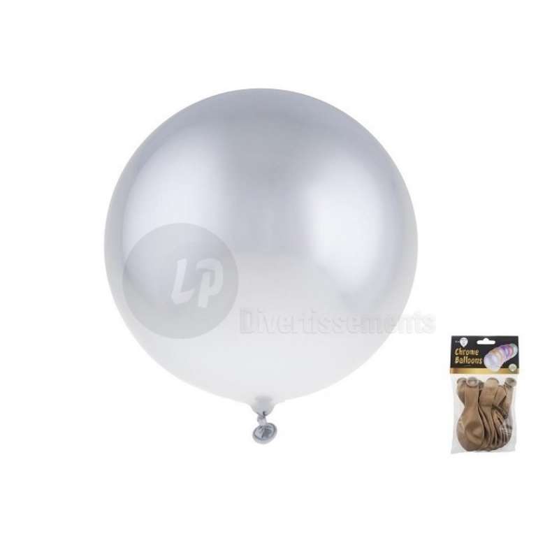lot de 12 ballons latex ROND chromé ARGENT 30.5cm à prix grossiste - ballon de baudruche à prix de gros