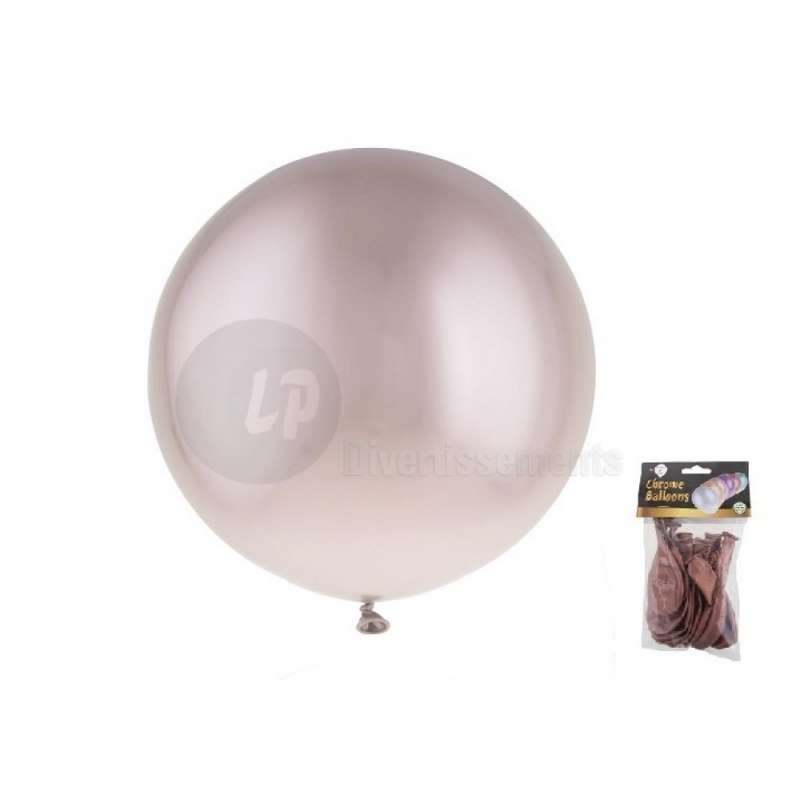 Lote de 12 globos de látex de color oro rosa cromado - globo de látex a precios de mayorista