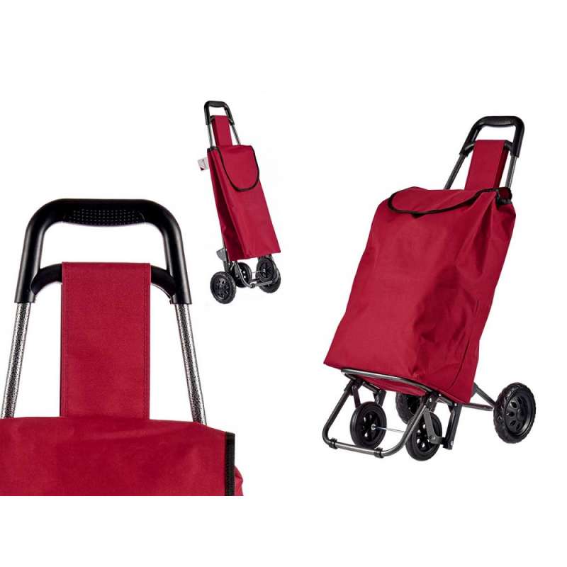 Carro de la compra de lona roja y metal a precios de mayorista - Carro de compra a precios de mayorista