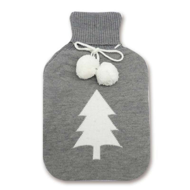 Graue Fleece-Wärmflasche mit Baummotiv - Wärmflasche zu Großhandelspreisen