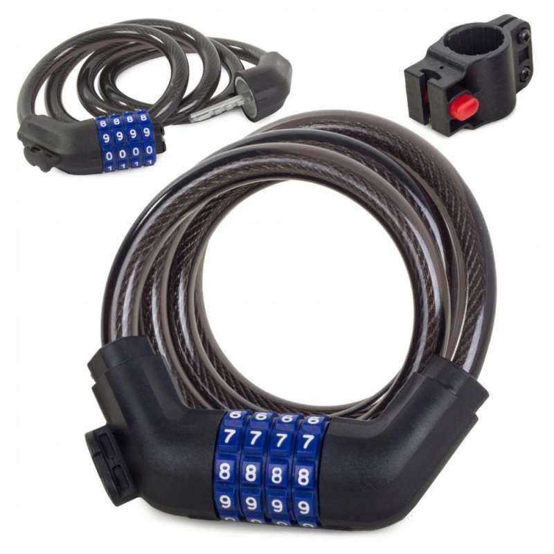 Candado de bicicleta de acero con silicona 100 cm - Candado de bicicleta a precios de mayorista