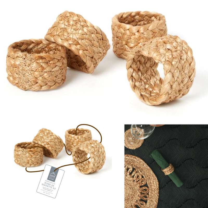Anel de guardanapo elegante em juta tecida - Rond de serviette a preço grossista