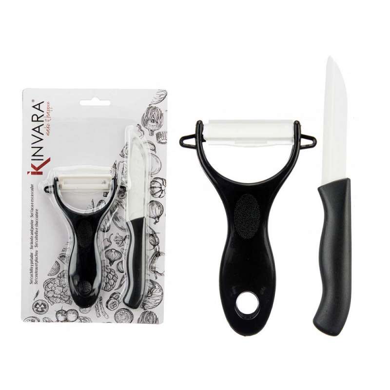 Pelador y cuchillo de cerámica blanco-negro a precios de mayorista - pelador a precios de mayorista