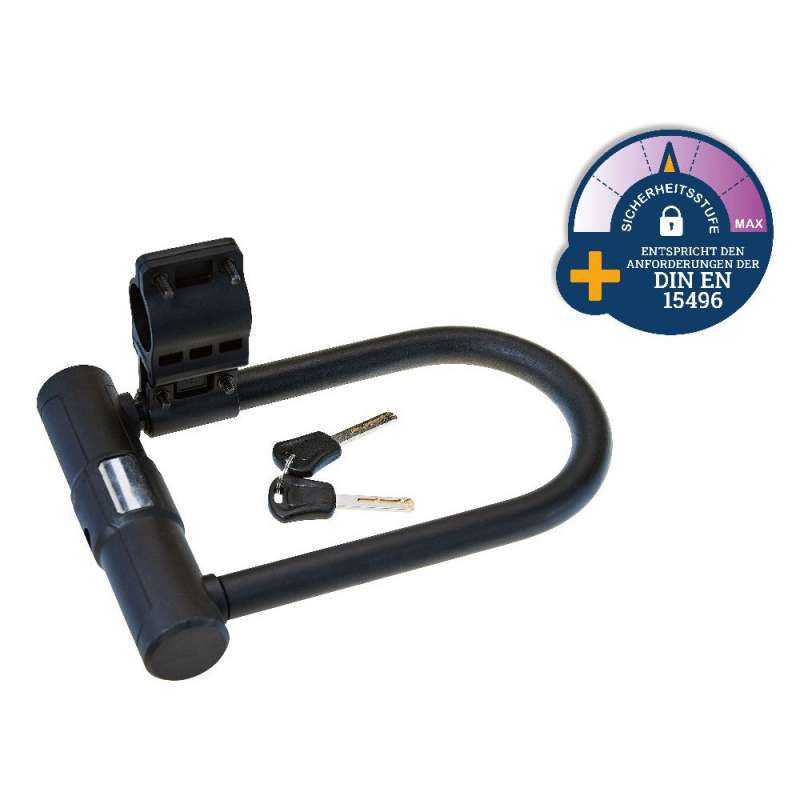 Fechadura em U em aço preto com chaves a preço grossista - Antivol de bicicleta a preço grossista