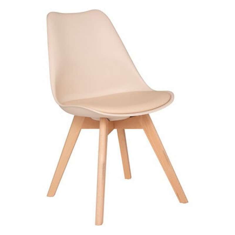 Silla de polipropileno beige con armazón de haya - silla de comedor a precios de mayorista