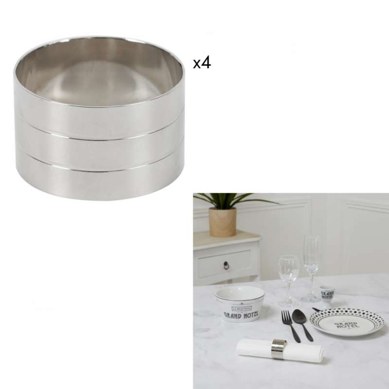 Serviettenringe aus versilbertem Metall x4 zu Großhandelspreisen - Serviettenring zu Großhandelspreisen