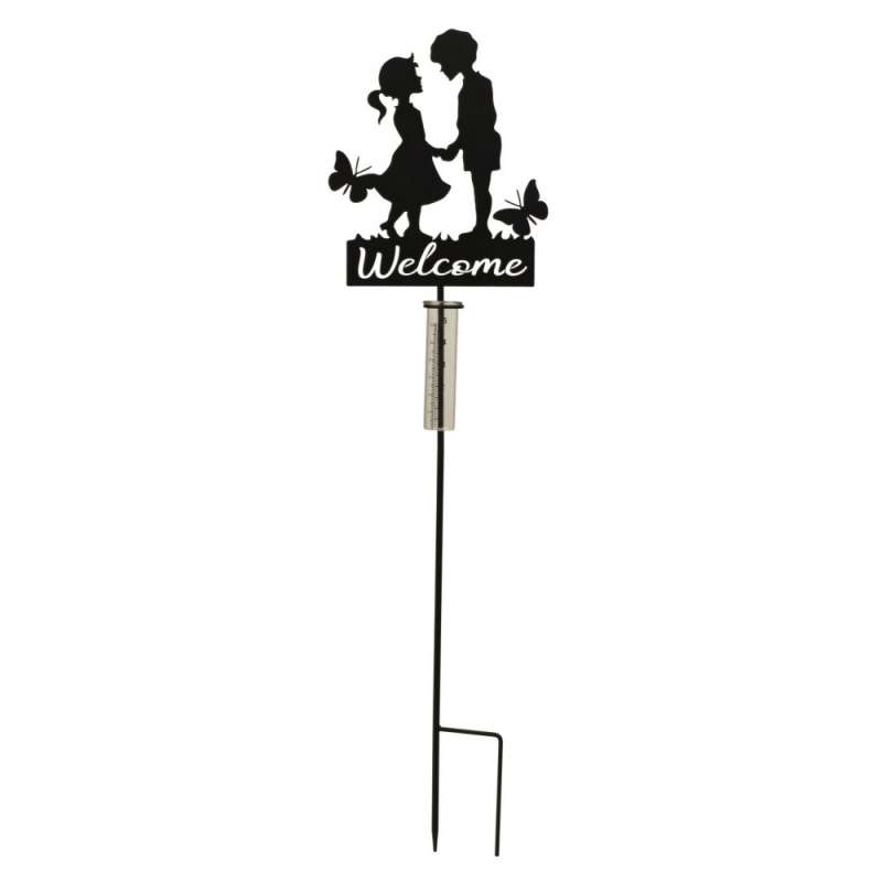 Paire de pluviomètres métal Welcome noir h98c - Pluviomètre à prix grossiste