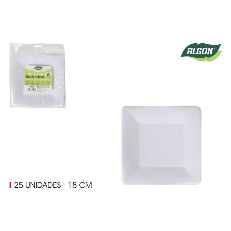 Set van 25 vierkante katoenen papieren borden tegen groothandelsprijzen - kartonnen bord tegen groothandelsprijzen