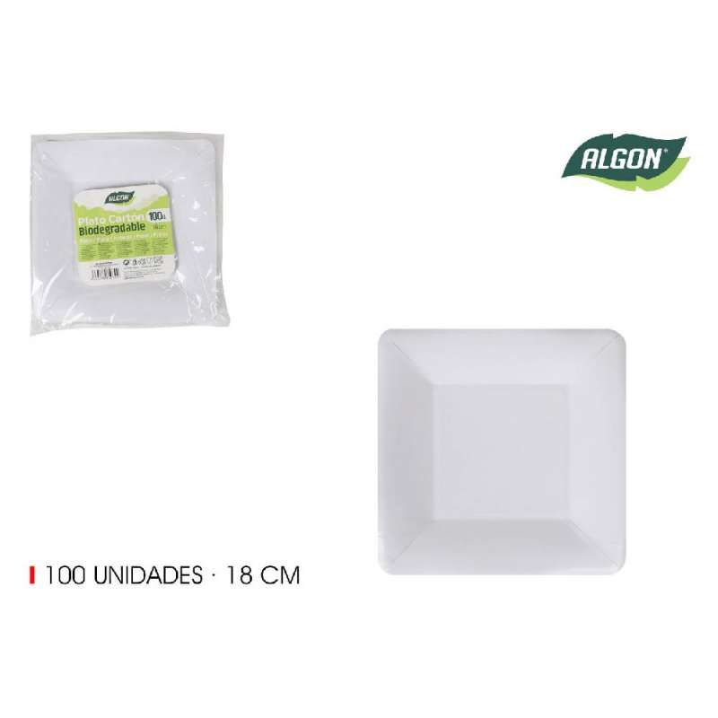 Pakke med 100 kvadratiske paptallerkener - papirplade til engrospris