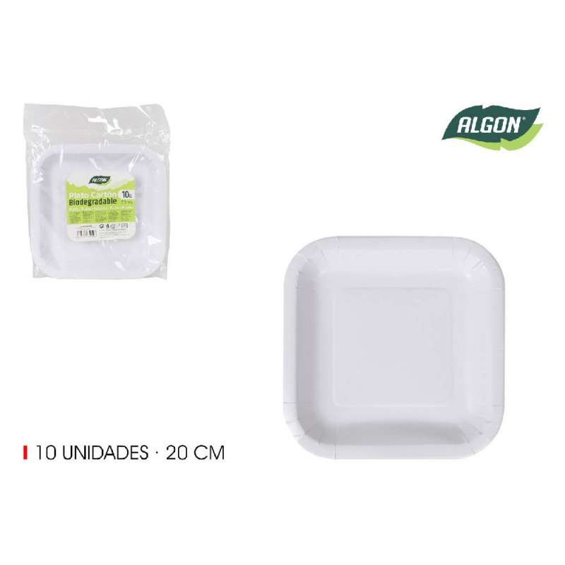 lot de 10 assiette carton carré 20cm coton - assiette en carton à prix de gros