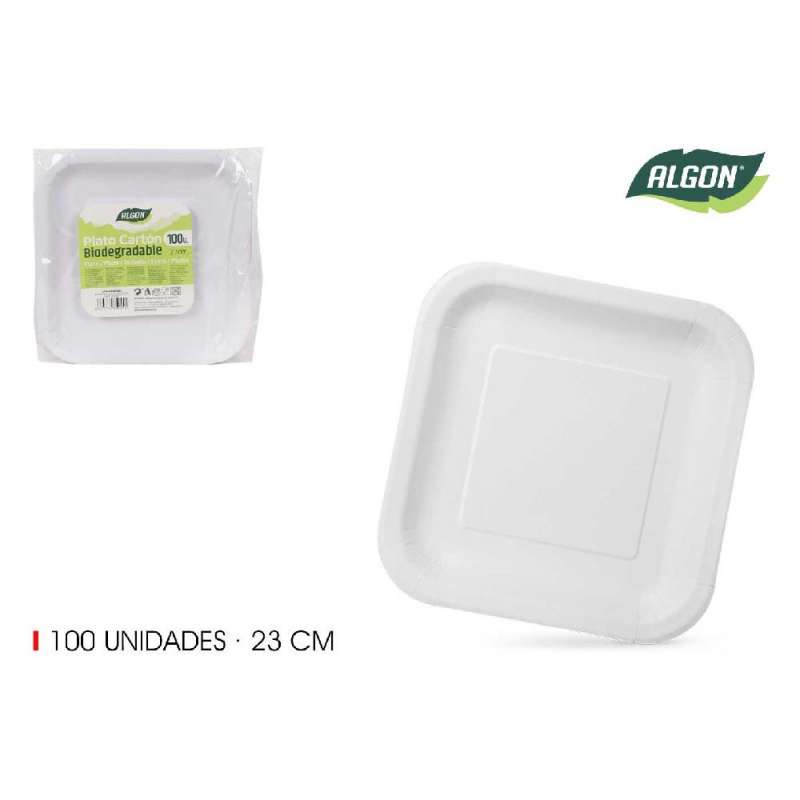 Firkantet paptallerken soya 100 enheder - papirplade til engrospris