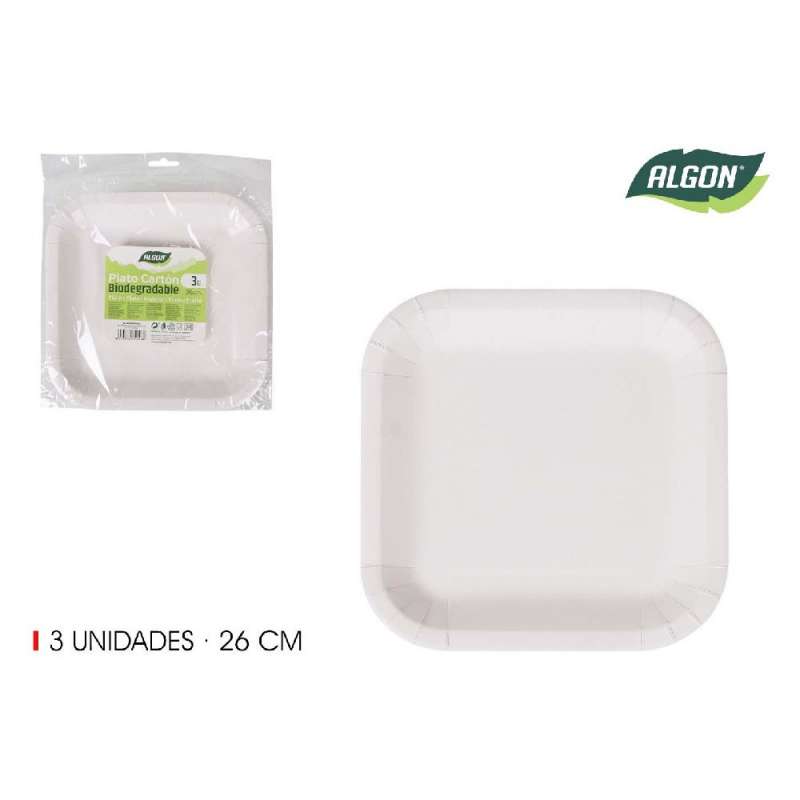 Juego de 3 platos de cartón cuadrados a precios de mayorista - plato de cartón a precios de mayorista