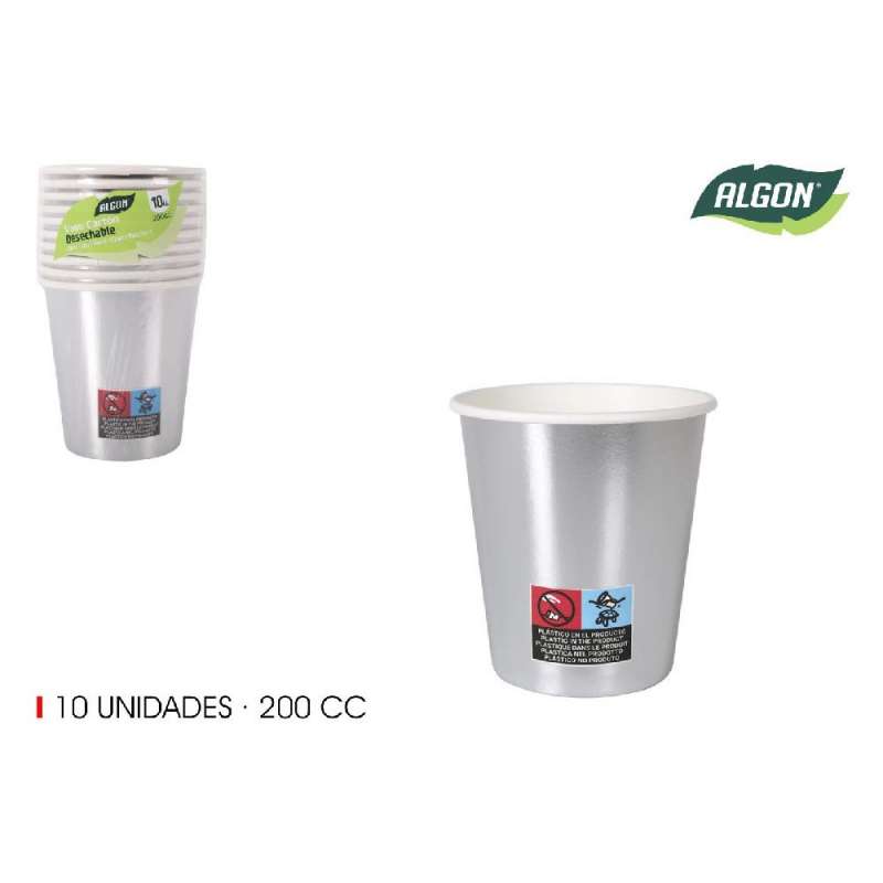lot de 10 gobelets en carton argenté 200ccm coton - gobelet à usage unique à prix de gros