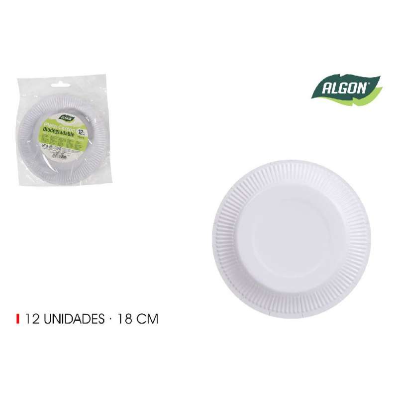 Pakke med 12 runde paptallerkener - papirplade til engrospris