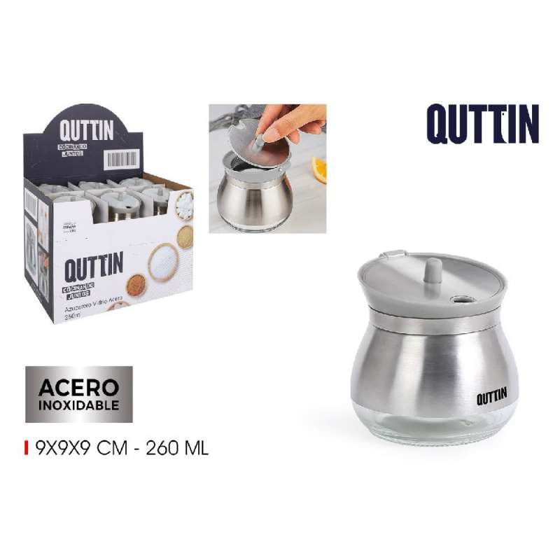 Azucarero de vidrio y acero inoxidable - azucarero a precios de mayorista