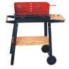 Geëmailleerde houtskoolbarbecue met houten plank - Barbecue tegen groothandelsprijzen