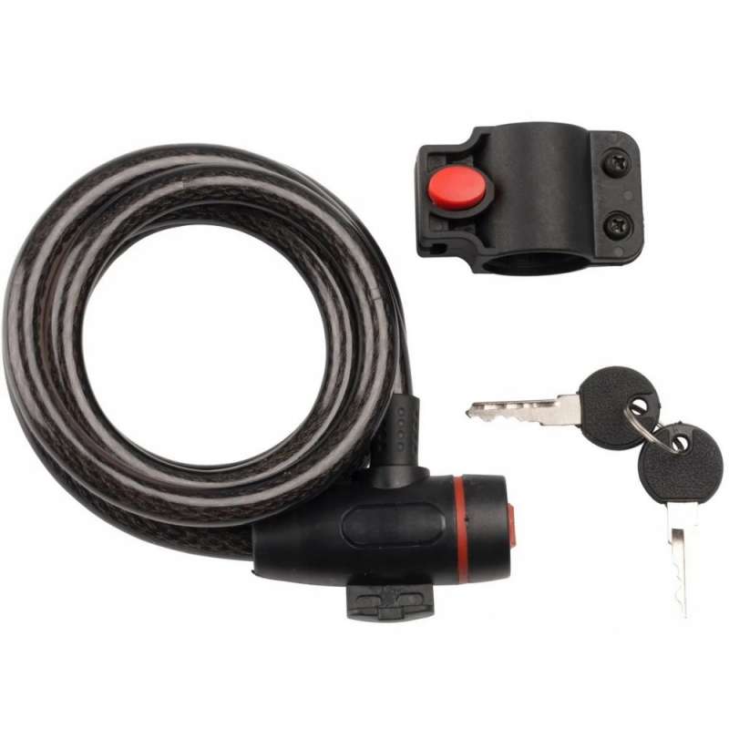 Candado de bicicleta con llave 100cm rojo - Candado de bicicleta a precios de mayorista