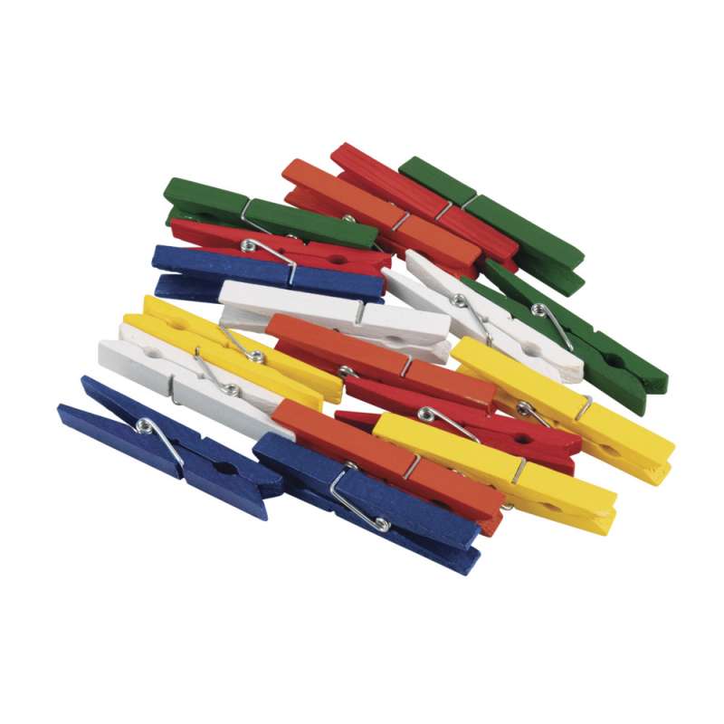 Bois pince à linge, FSC 100%, coloré, 18 pièces - Pince à linge à prix grossiste