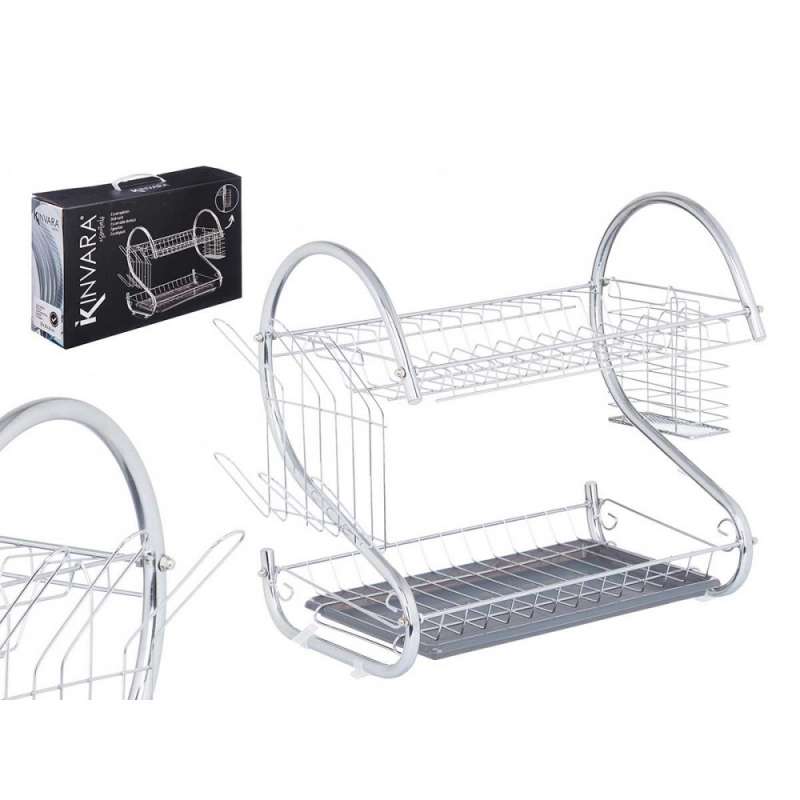 Escurridor de platos cromado gris de metal a precios de mayorista - escurreplatos a precios de mayorista