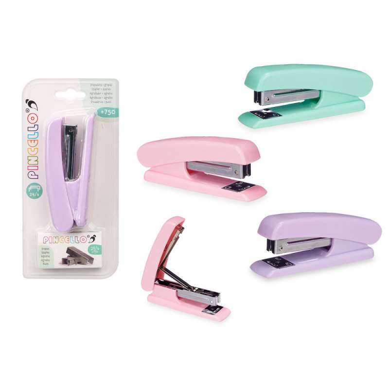 Farverig plastisk hæftemaskine med 750 hæfteklammer - Hæftemaskine til engrospris