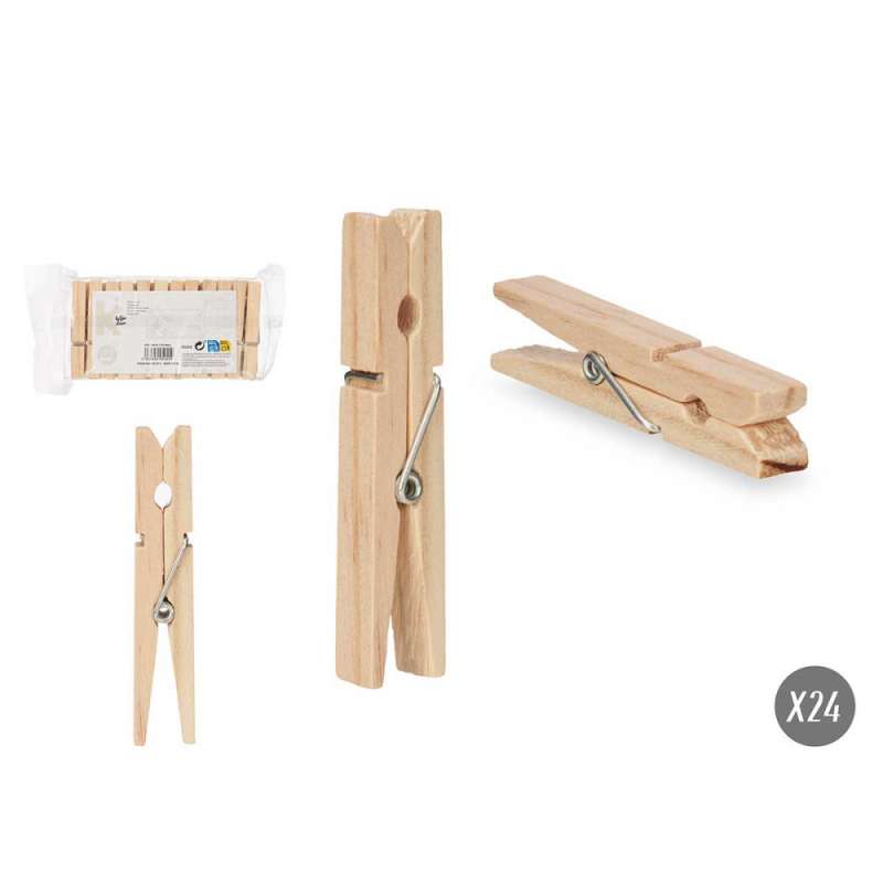 Conjunto de 24 pinzas pequeñas de madera - Pinza de ropa a precios de mayorista