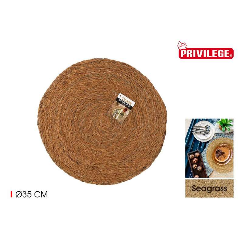 dessous de plat rond jonc de mer 35cm privilège - dessous de plat à prix grossiste