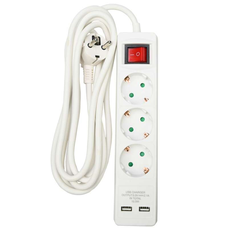 Rallonge 3 voies terre 3 x 1,5 interrupteur - rallonge électrique à prix grossiste