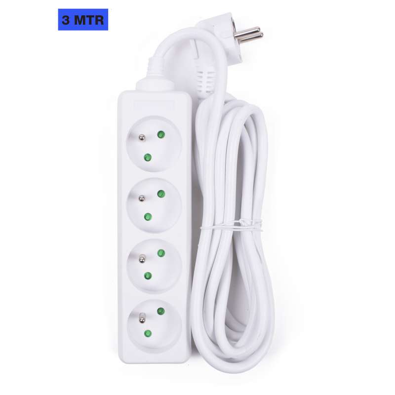Rallonge blanca de 4 vías 3 m a precios de mayorista - alargador eléctrico a precios de mayorista