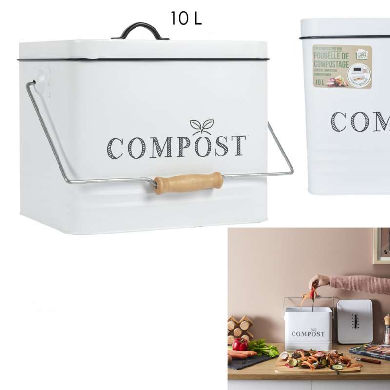 Caixote do lixo vintage em metal pintado - Compostor a preço grossista