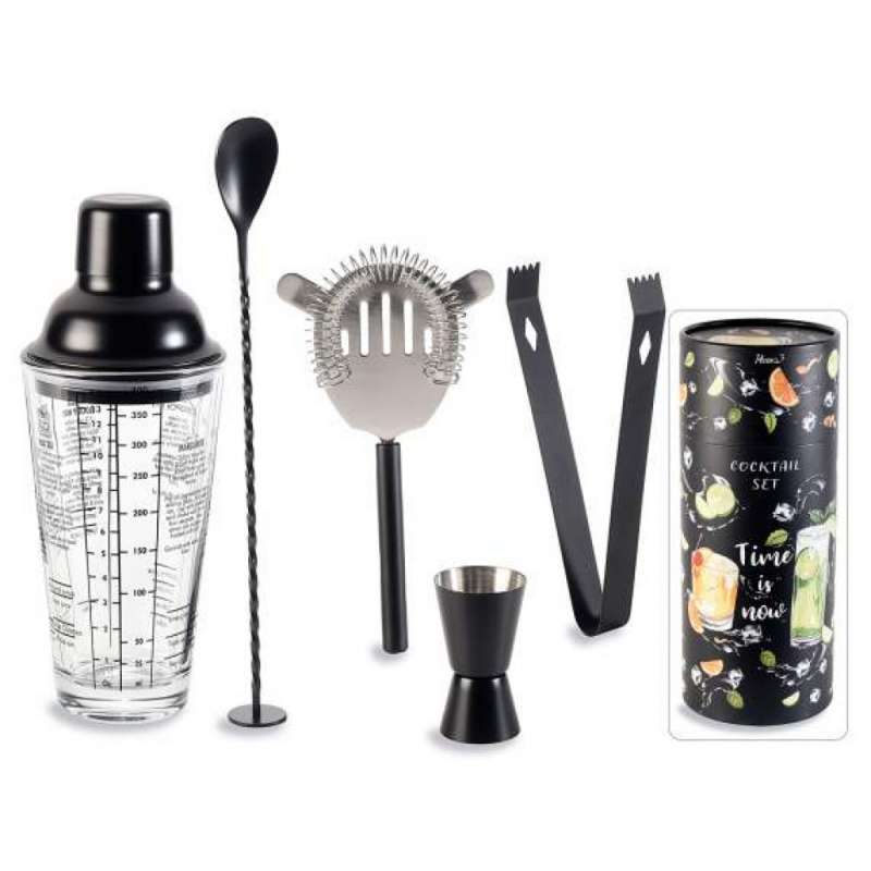 Kit de cocktail em aço inoxidável preto - copo medidor a preço grossista