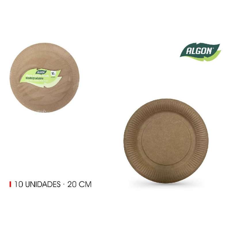 Prato de cartão kraft eco-responsável 10 unidades - prato de papelão a preço grossista