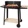 Verstelbare houtskool tuinbarbecue met planken - Barbecue tegen groothandelsprijzen