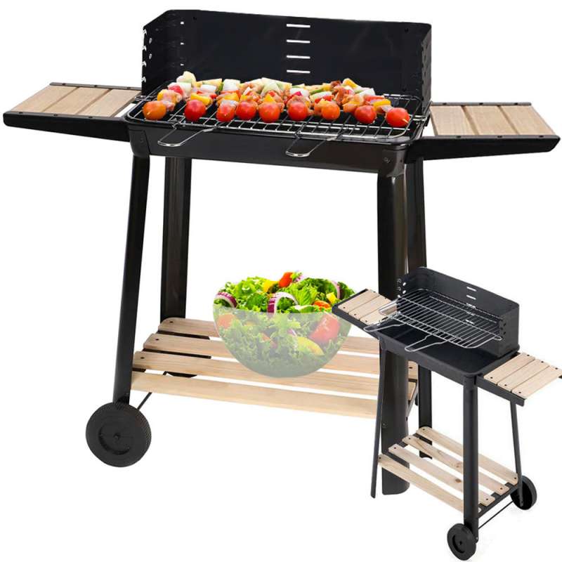 Grelhador de jardim a carvão com rodas - Churrasco a preço grossista