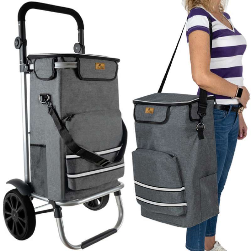 Trolley impermeabile pieghevole grigio 40L - Carrello della spesa a prezzi all'ingrosso