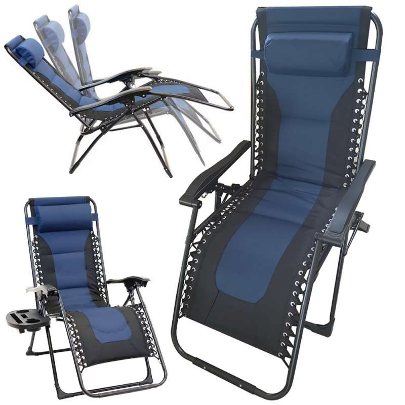 Zacht marineblauw opvouwbaar tuinbed - Ligstoel tegen groothandelsprijzen