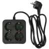 Alargador de 4 vías con tierra negro - alargador eléctrico a precios de mayorista