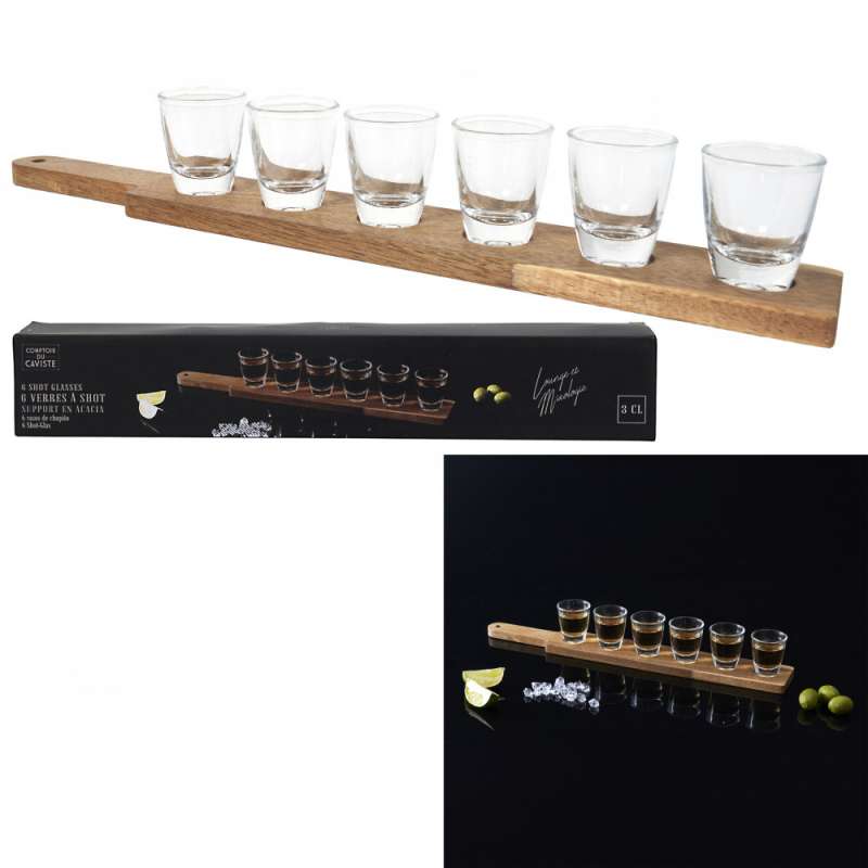 Juego de vasos de chupito de acacia - Verrina a precios de mayorista