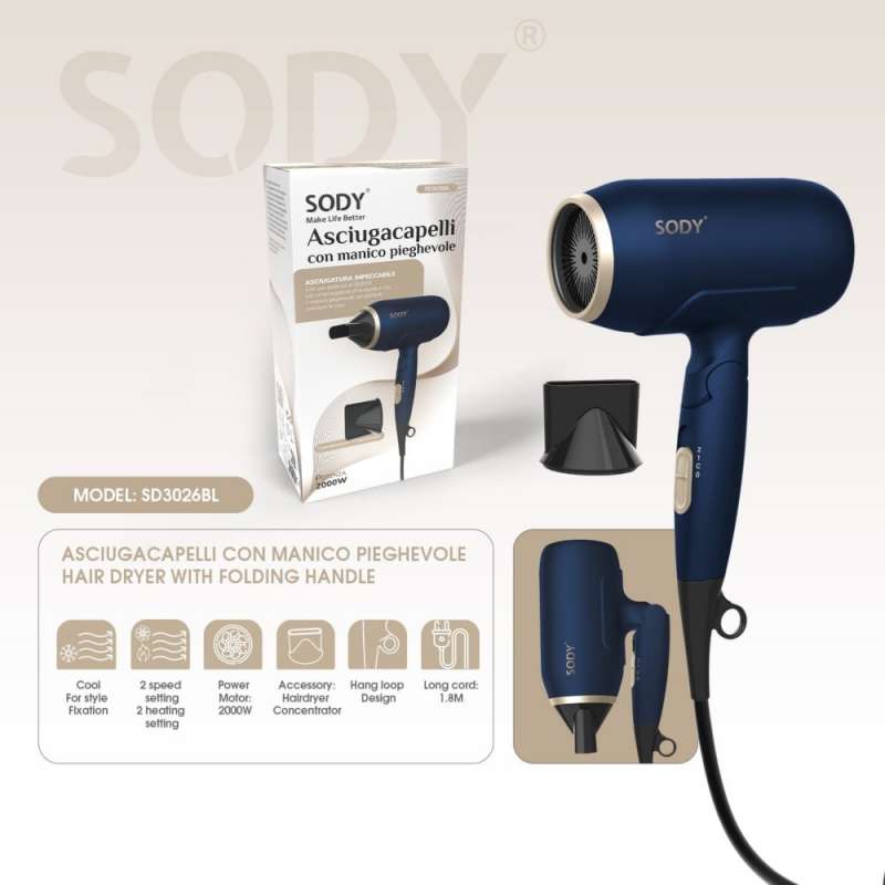 Stille haardroger 2000W met inklapbare handgreep tegen groothandelsprijzen - Föhn tegen groothandelsprijzen