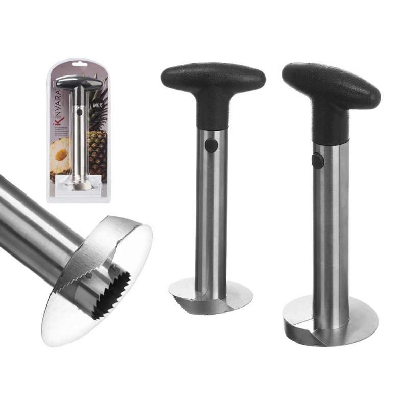 Descorazonador de piñas de metal negro y plateado - cortador de piña a precios de mayorista