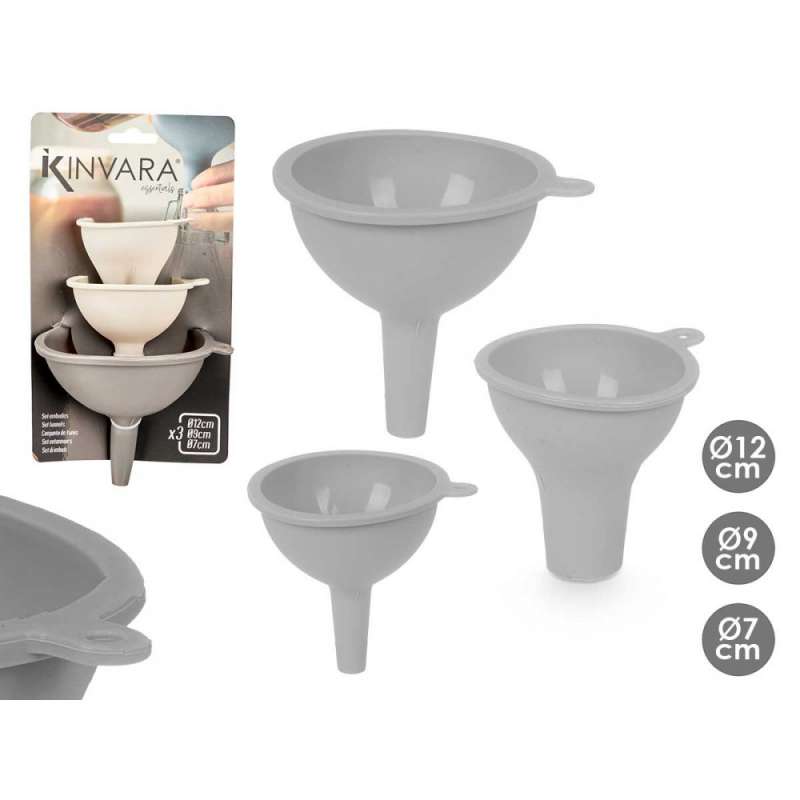 Set aus 3 Trichtern aus grauem Silikon - Trichter zu Großhandelspreisen