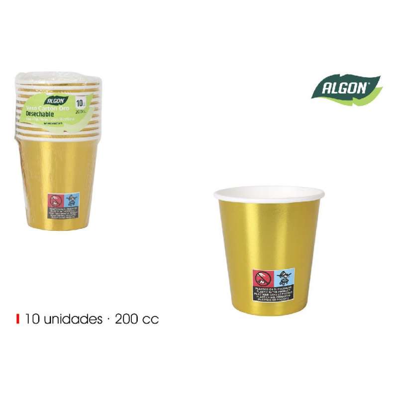 lot de 10 gobelets en carton doré 200ccm algon à prix de gros - gobelet à usage unique à prix grossiste