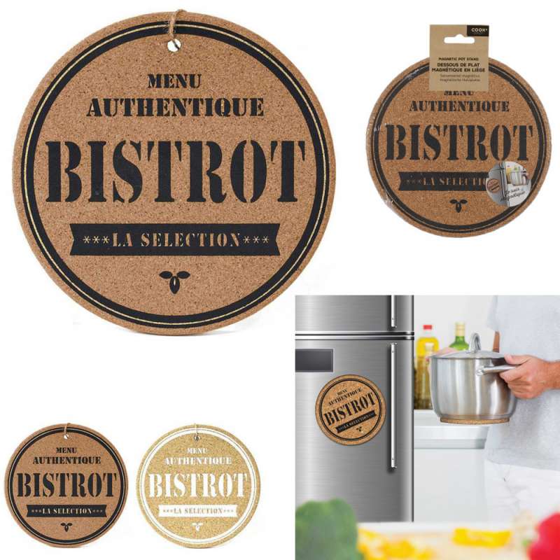 dessous de plat liege aimante rond bistrot, 2-fois - dessous de plat à prix de gros