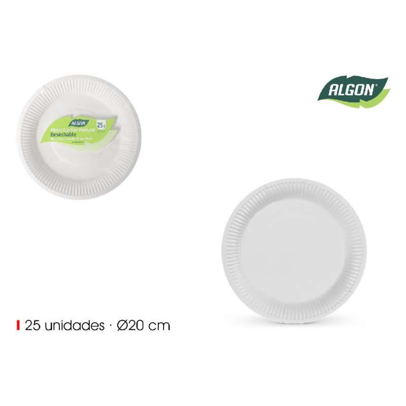 lot de 25 assiette carton naturel 20cm coton - assiette en carton à prix de gros