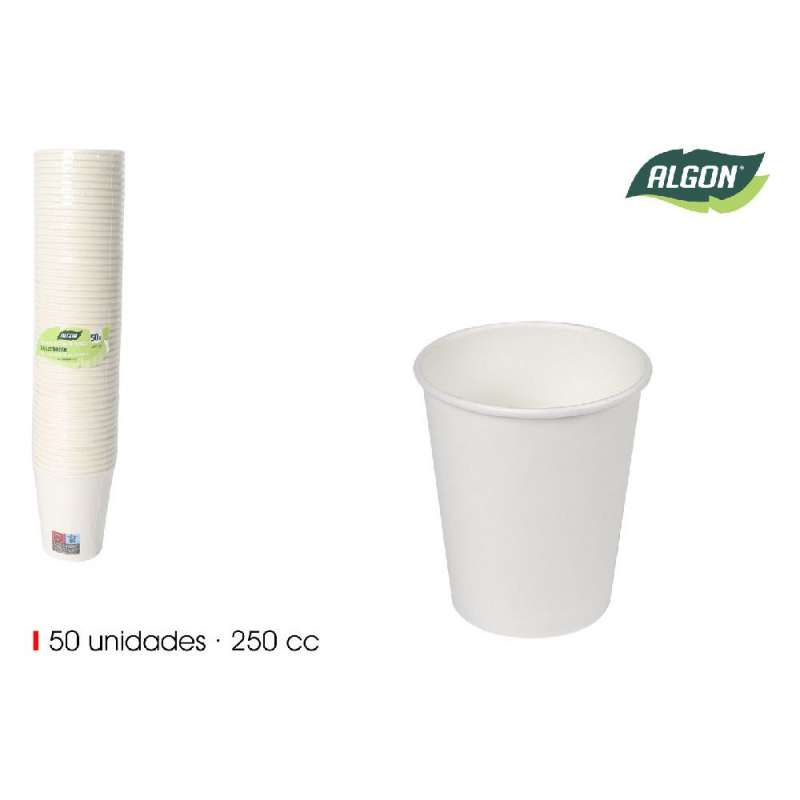 lot de 50 gobelets en carton blanc 250ccm algon - gobelet à usage unique à prix de gros