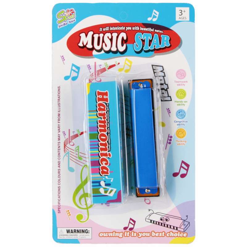 Harmonica métal/plastique 16x27x3 mix4 mc blister - harmonicas à prix grossiste